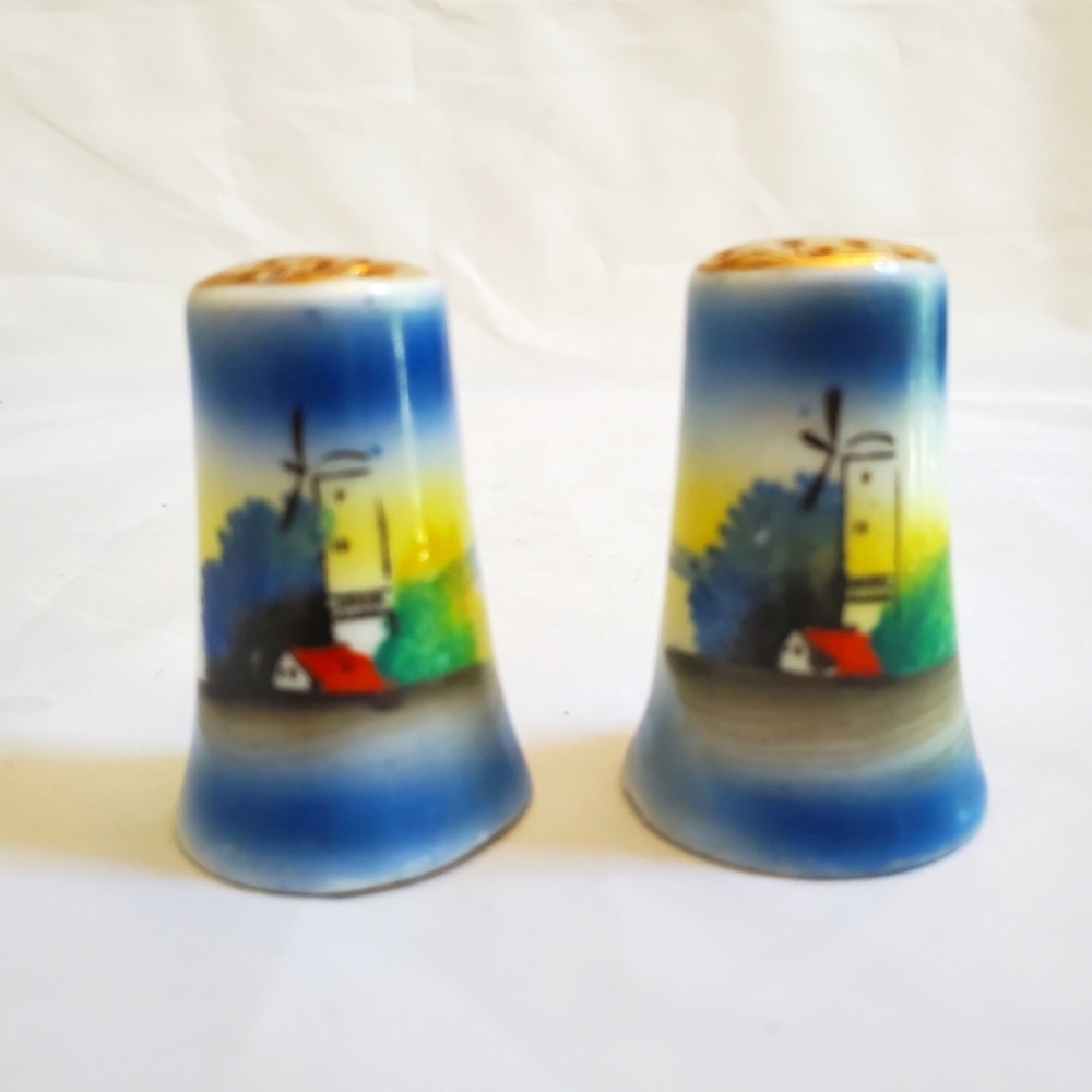 Vintage Japanese Windmill Salt Pepper Shakers